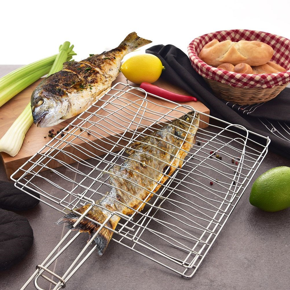 TEMU Rejilla de metal para parrilla de pescado 28X55.5 cm