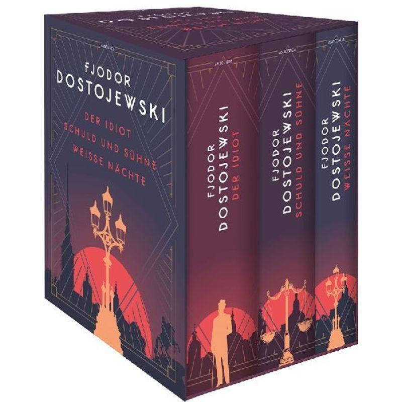 Dostoevsky - 3 Volumes In A Boxed Set: *guilt And Punishment*, *the Idiot*, *white Nights* - The Great Novels - In The Classic Translation By Hermann Roehl