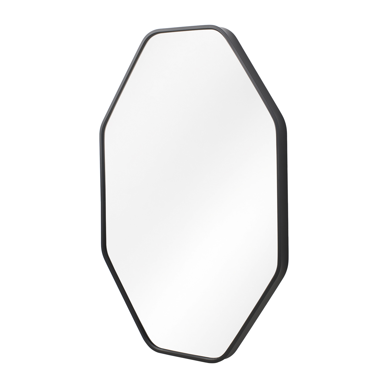 Rustic Farmhouse Metal Octagon Wall Mirror with Shelf, 40x60cm