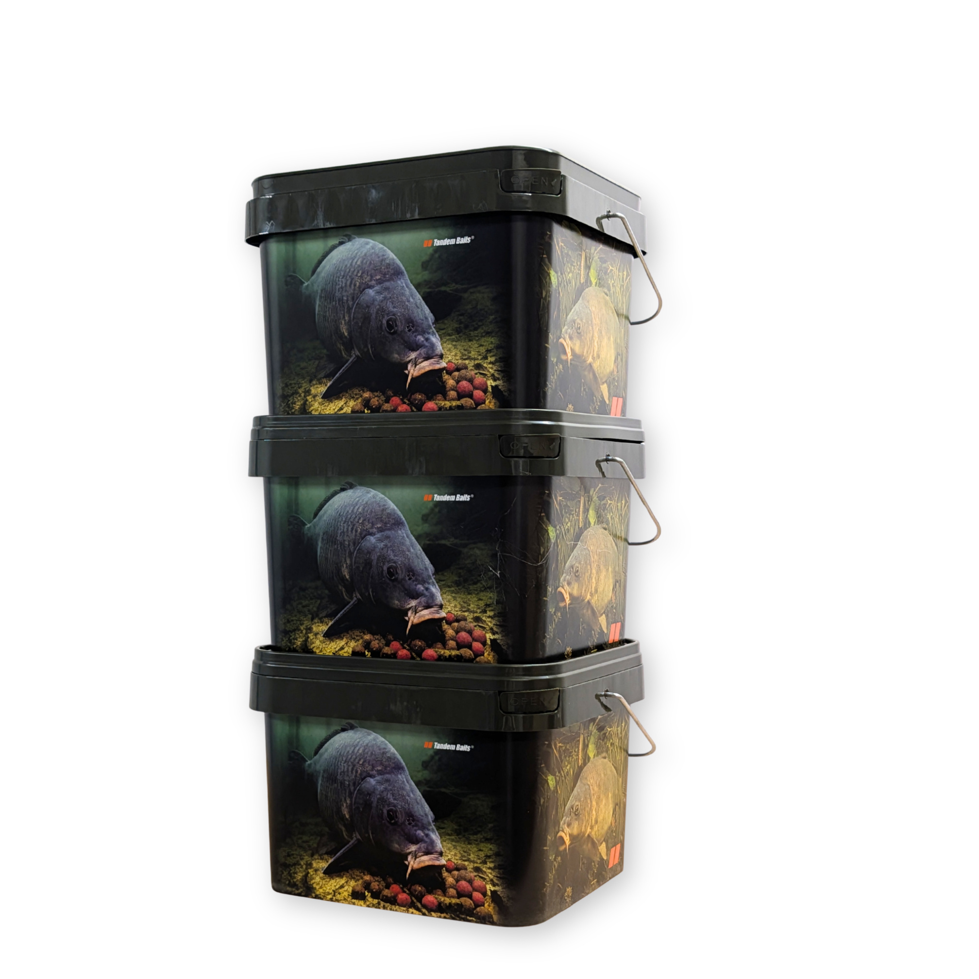 Set Of 3 Rectangular Carp Buckets 10 L – For Fishing, Tackle, Bait, Groundbait Storage, For Sitting Fishing, Tandem Baits, Durable, With Lid, Box, Bucket, Small Bucket