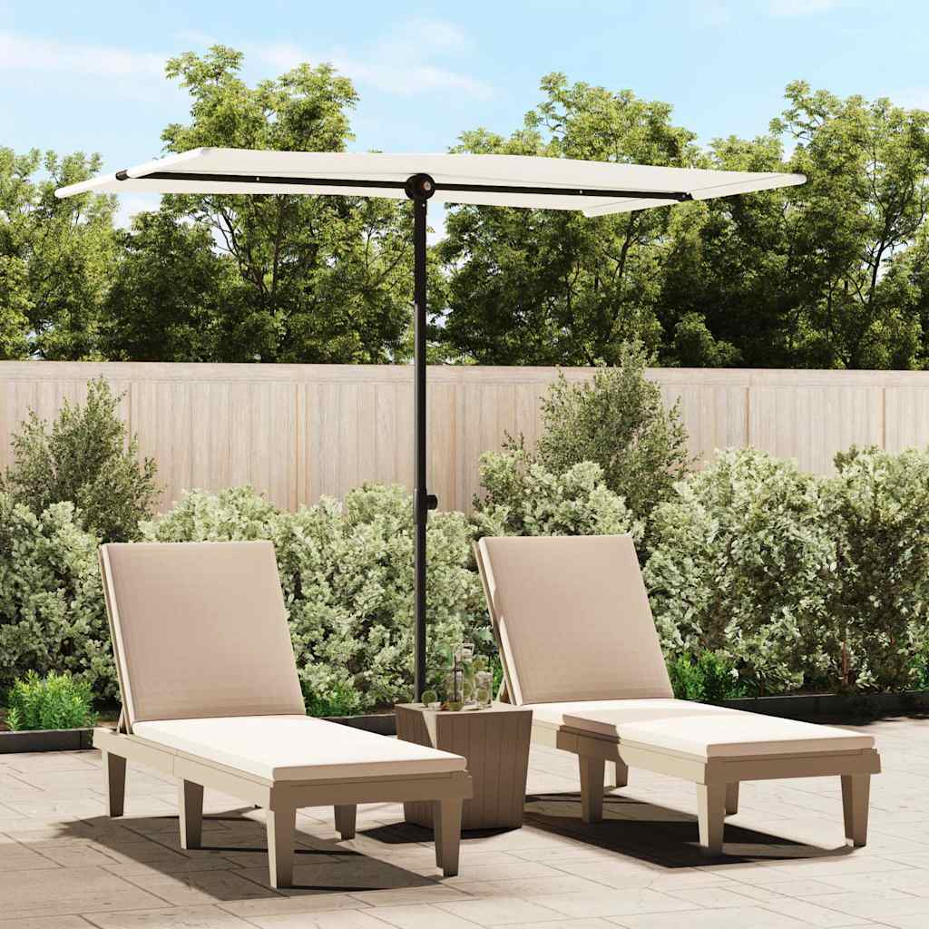 Sun Umbrella With Aluminum Mast, Height Adjustable, Rotatable, Traffic Light Umbrella, Garden Umbrella, Market Umbrella, Beach Umbrella, Sun Protection 2x1.5m Sand White