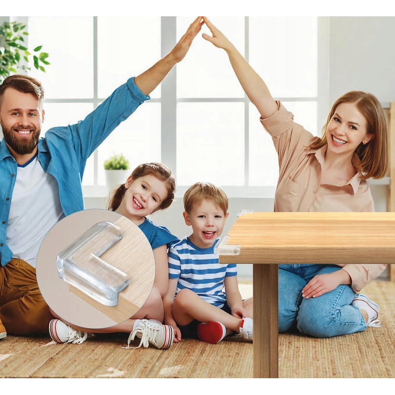 8x Prozirni PVC Štitnici za Kutove Namještaja za Stolove, Ormariće i Police - Zaštitni Odbojnici za Djecu s Dvostranom Ljepljivom Trakom