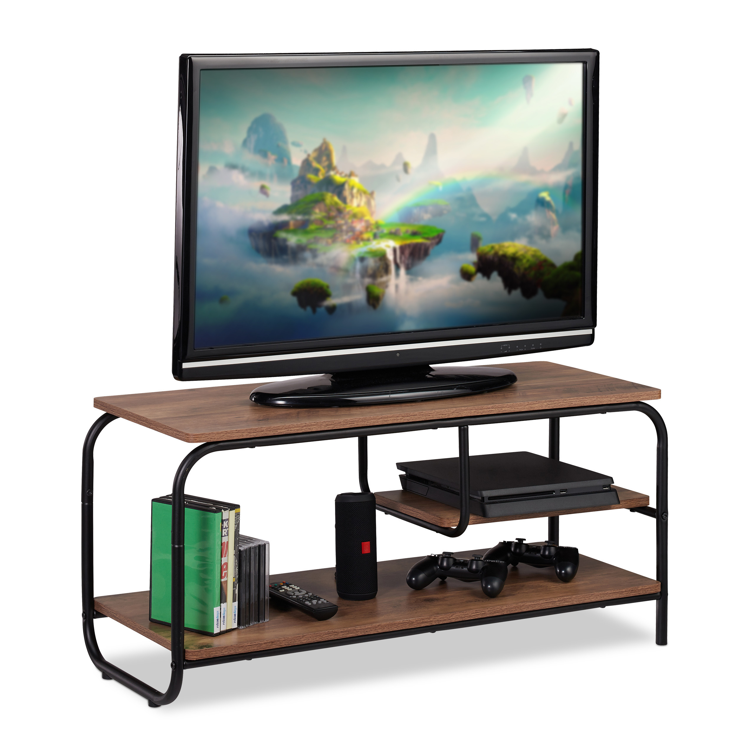 Tv Cabinet In Brown/black - (w)90 X (h)43 X (d)35 Cm