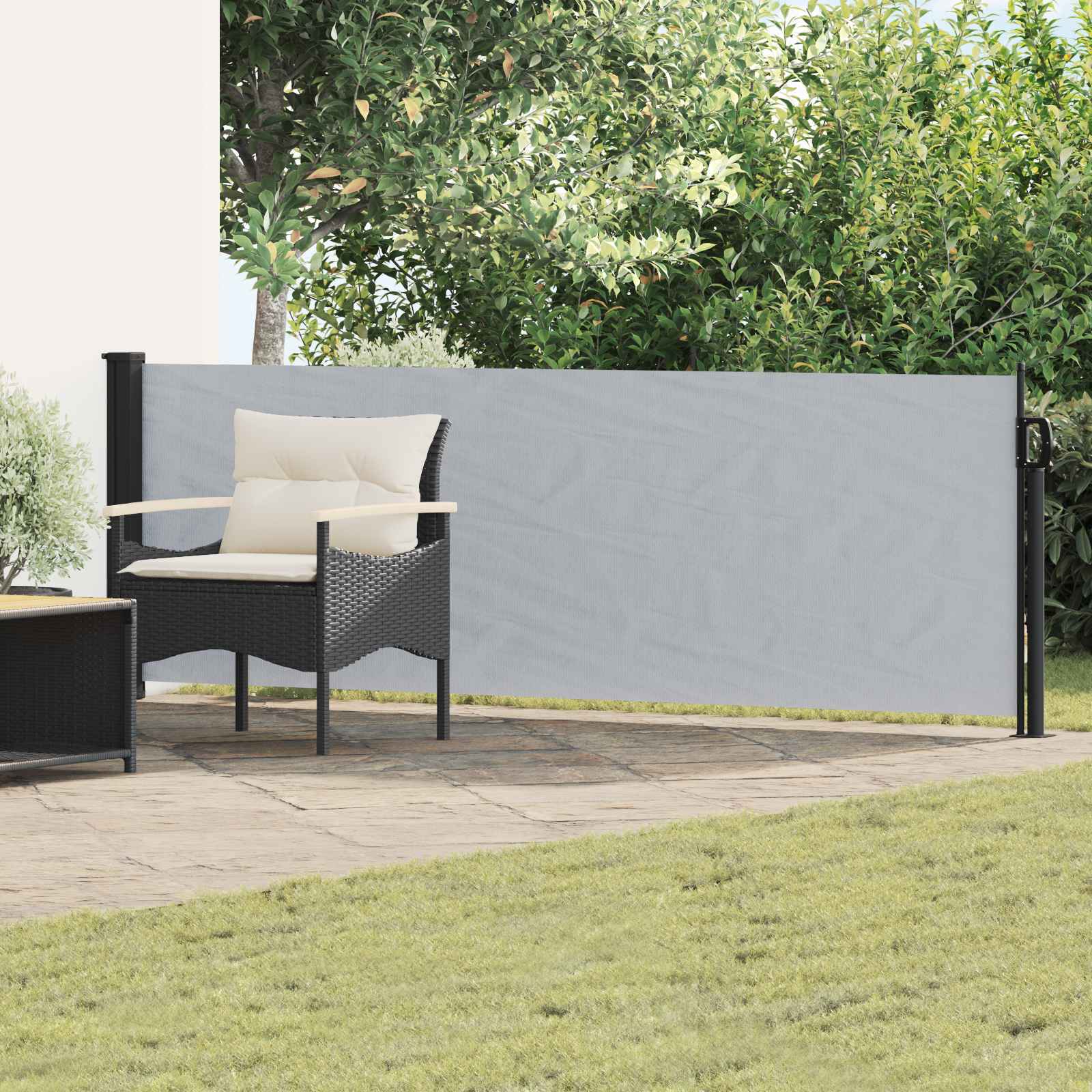 Retractable Side Awning 300 X 100 Cm Polyester Rectangular, Modern, Rectangular Awning For Outdoor, Privacy Screen, Garden Divider, Sun Protection, Wind Protection