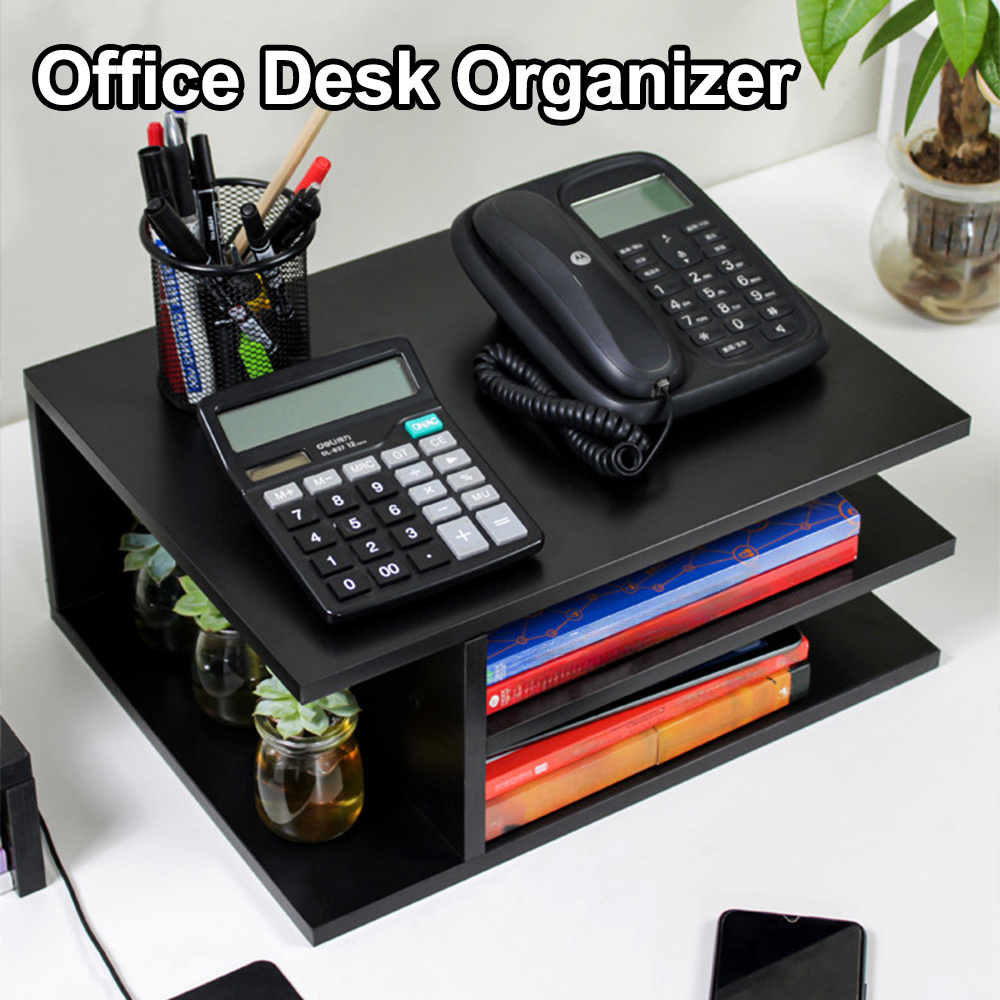 Image of 2-tier Monitor Riser Stand With Storage Shelf | Laptop & Printer Stand | Desk Organiser For Home Office | File Holder, Office Supplies & Desk Accessories Storage | Organiser