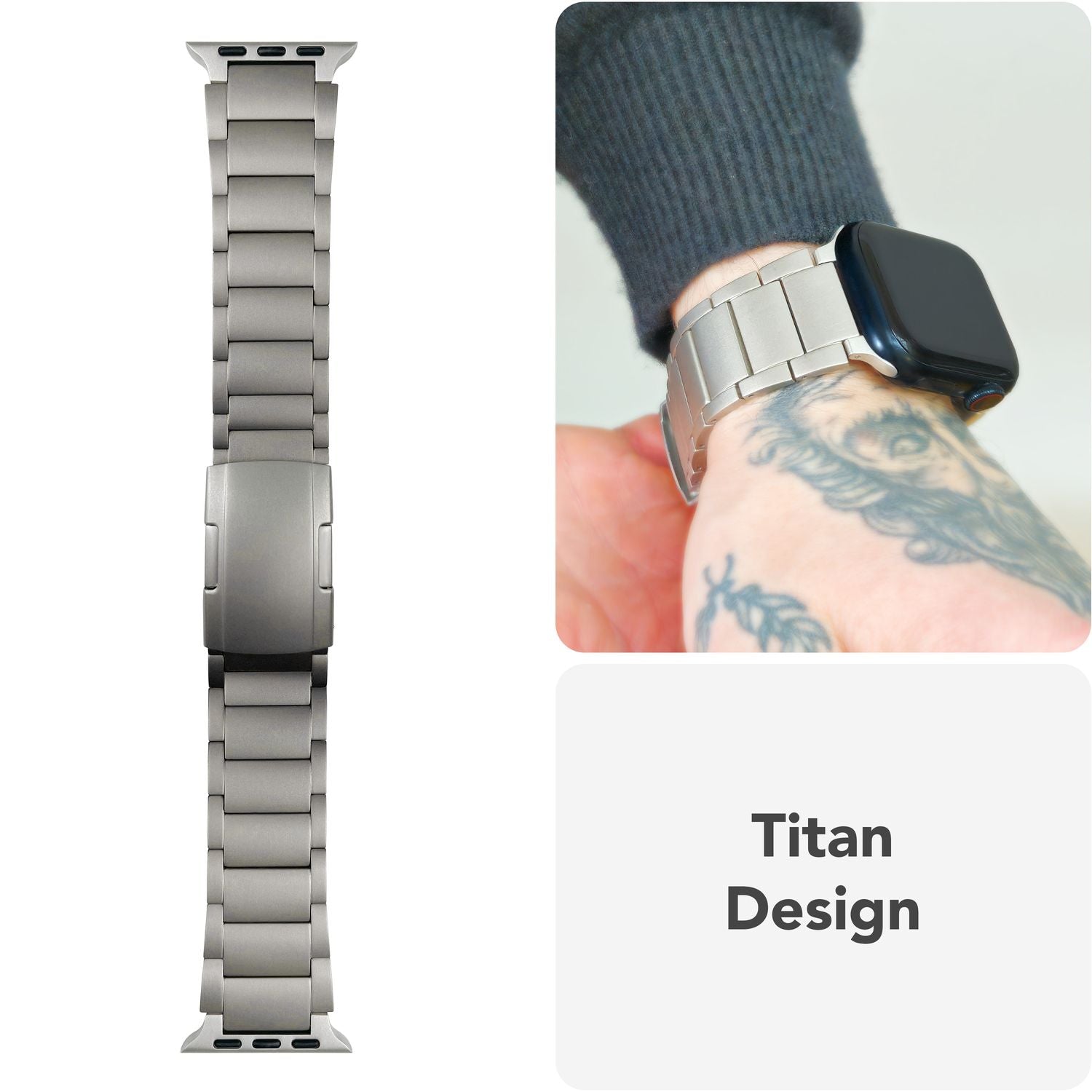 NALIA Argon Titan Watchband for Apple Watch SE/10/9/8/7/6/5/4/3/2/1, Case Size 38/40/41/42Mm, Stainless Steel Metal Replacement Watchband with Folding Clasp