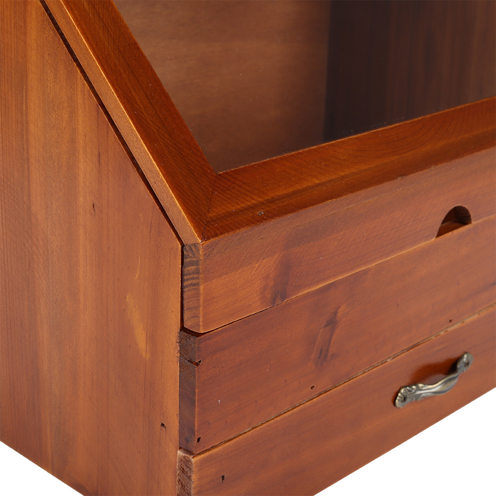 Retro Brown Solid Wood Display Storage Box