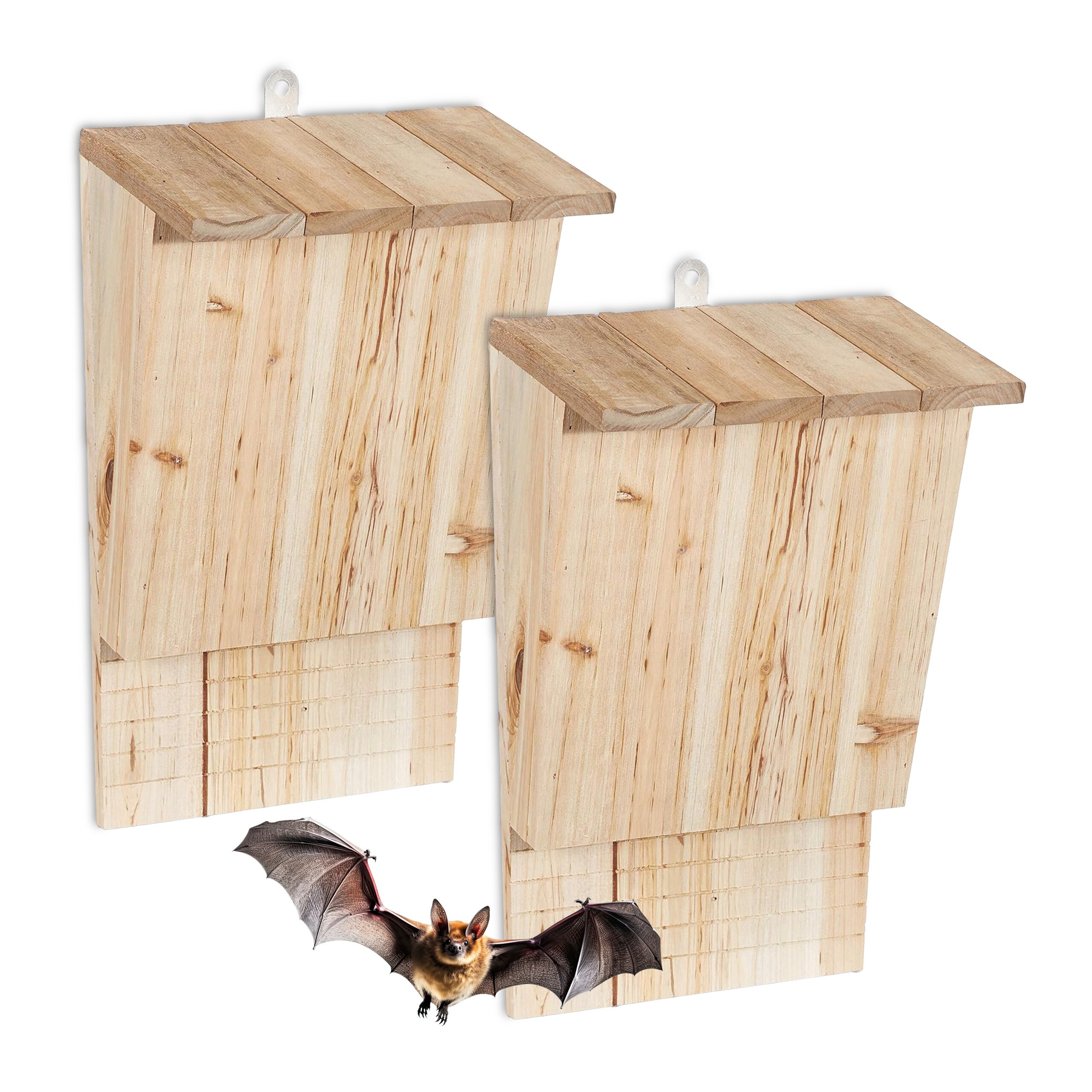 2 X Bat Boxes In Natural - (w)22.5 X (h)34 X (d)13 Cm