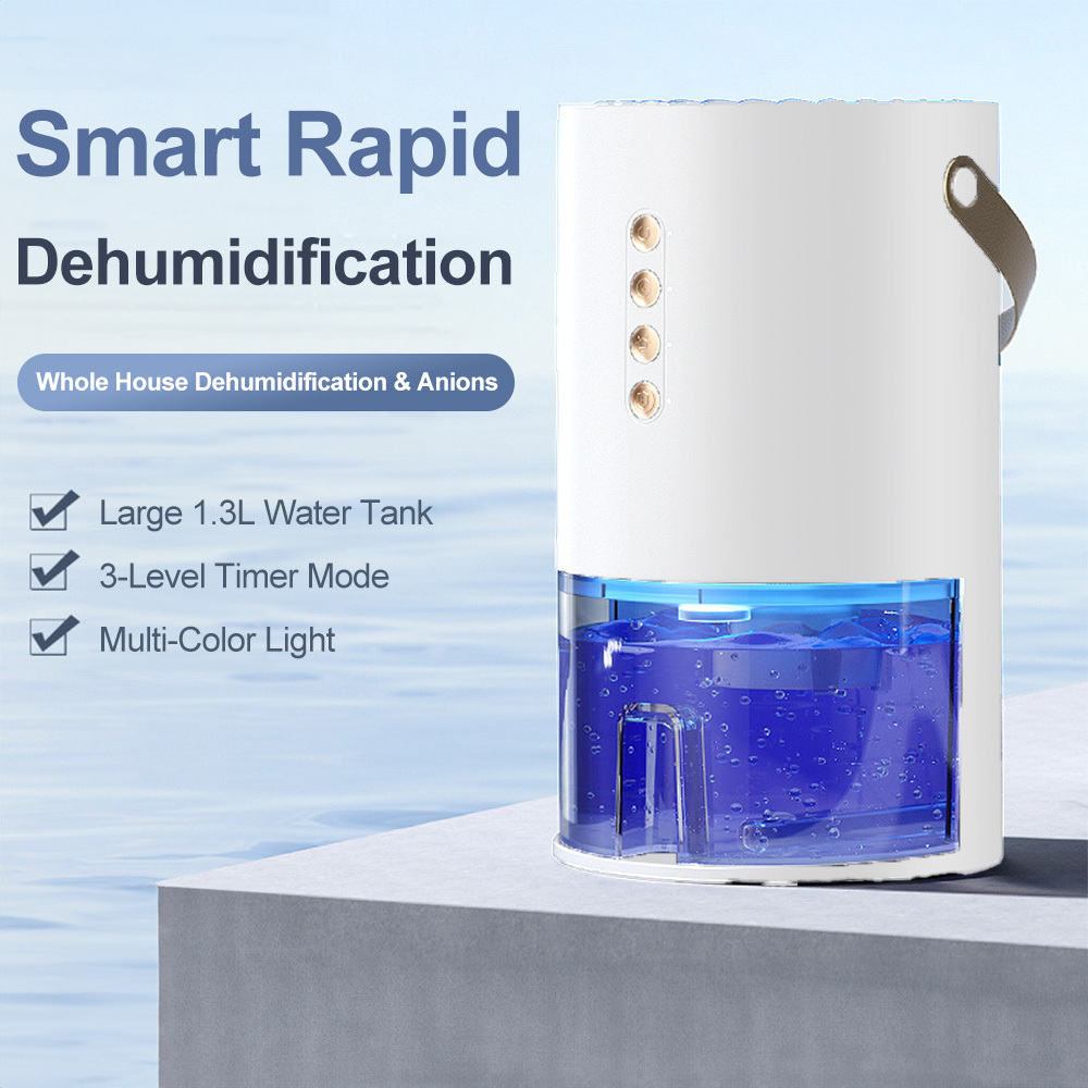 TEMU 2-in-1 Dehumidifier & Night Light With , 1300ml Small And Quiet For Damp Areas, Auto-off And 3 Timer Settings, Perfect For Bedside, Bathroom,