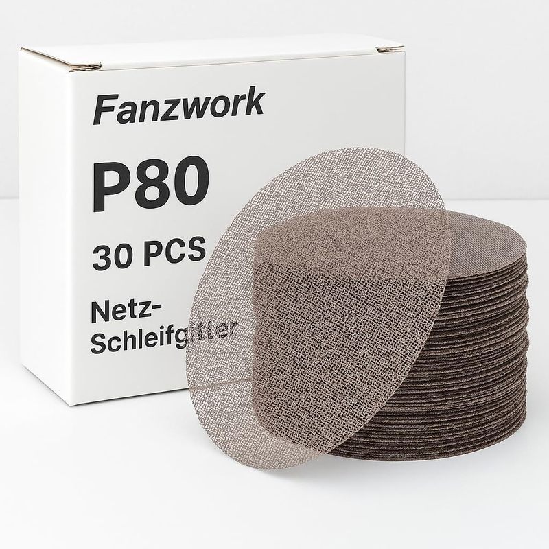 30-piece 150mm P80 Hook And Loop Sanding Mesh Set For Random Orbital , For Wood, Metal, Plastic & Paint