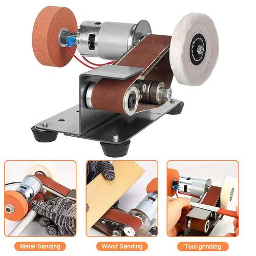 3 in 1 mini belt sander knife sharpener electric bench grinder sanding machine 7 adjustable speed buffer polisher for metal wood diy handcraft tool knife sharpening