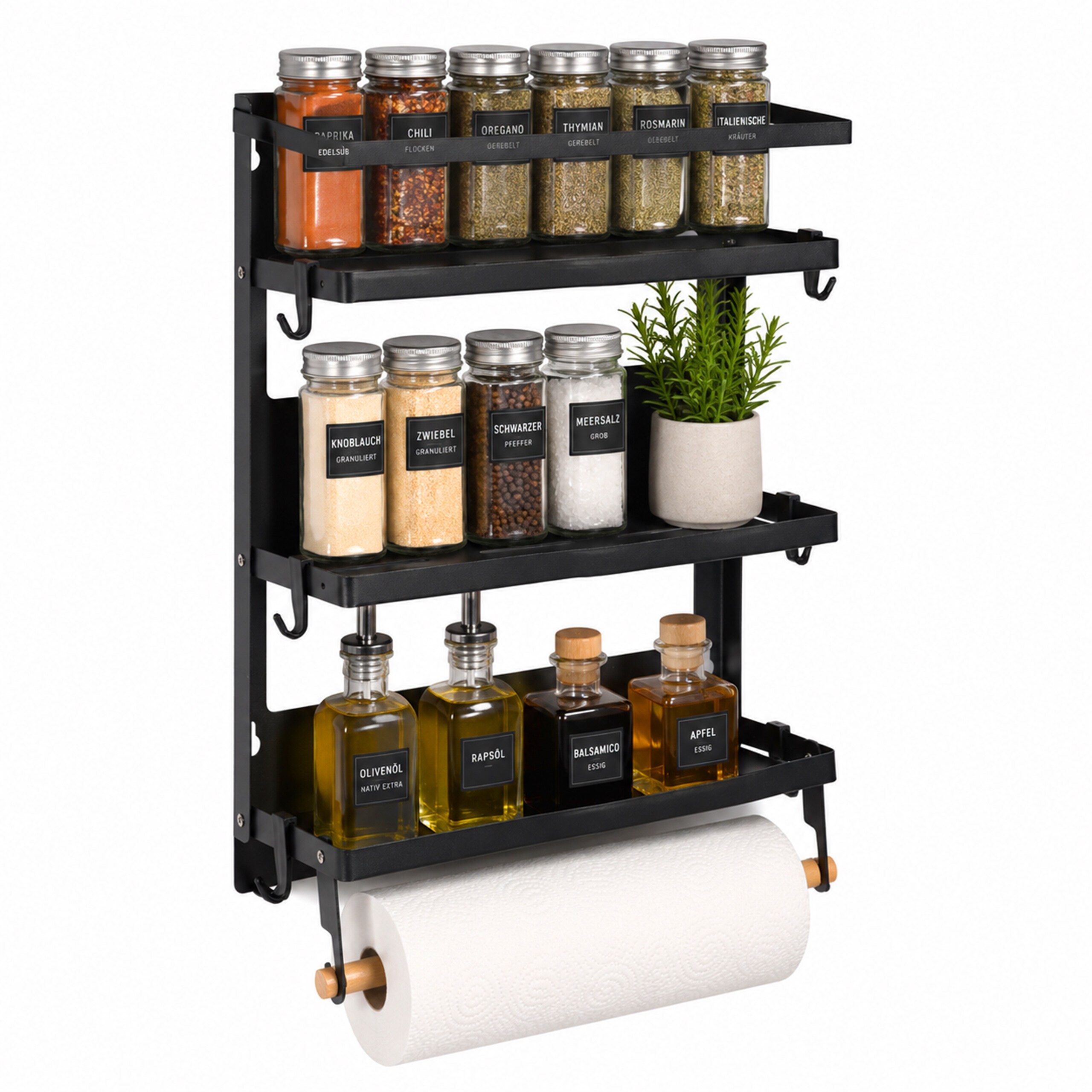 Image of Spice Rack In Black - 3 Tiers