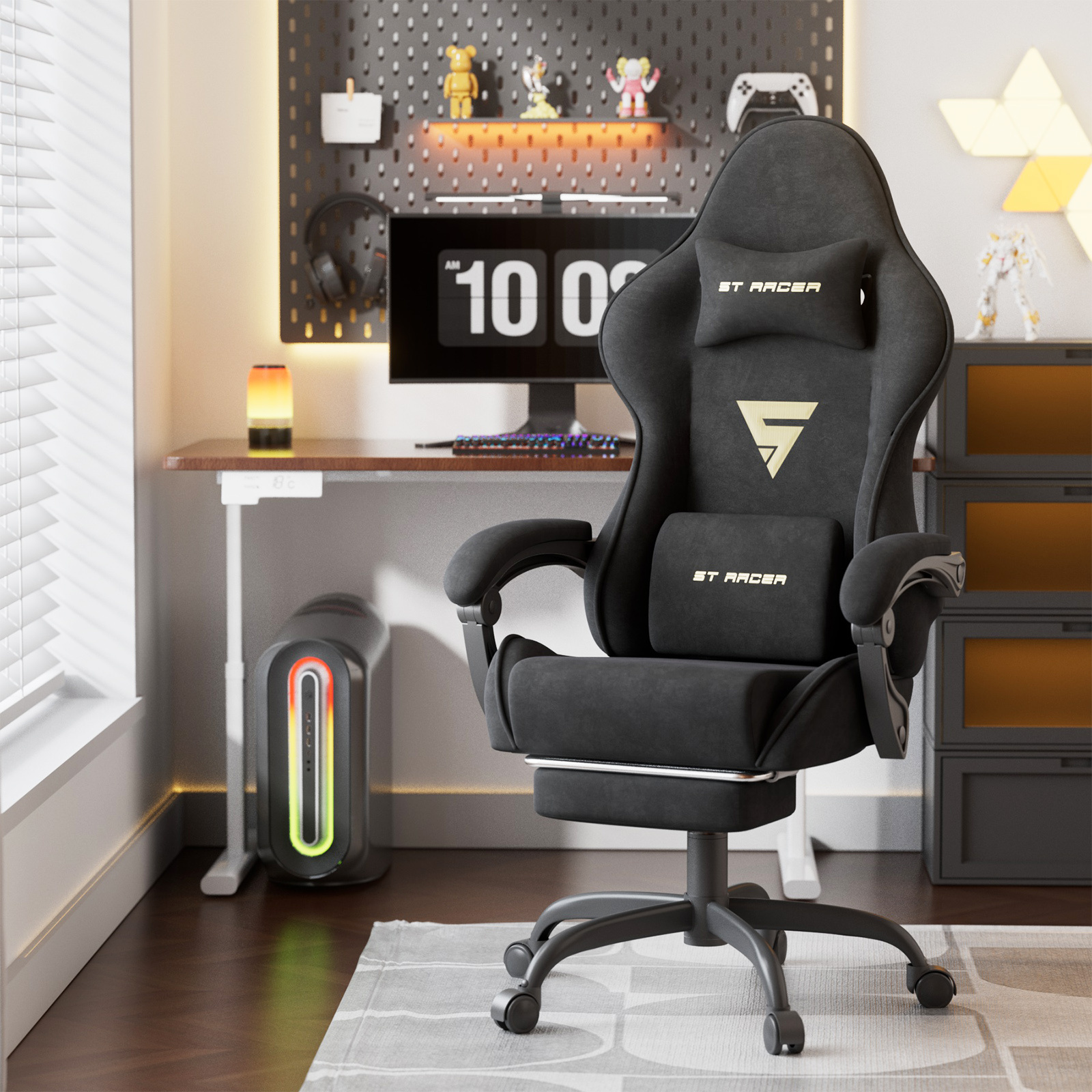 Lingsen Gaming Chair, Ergonomic Computer Chair With Footrest, Office Chair With Lumbar Support