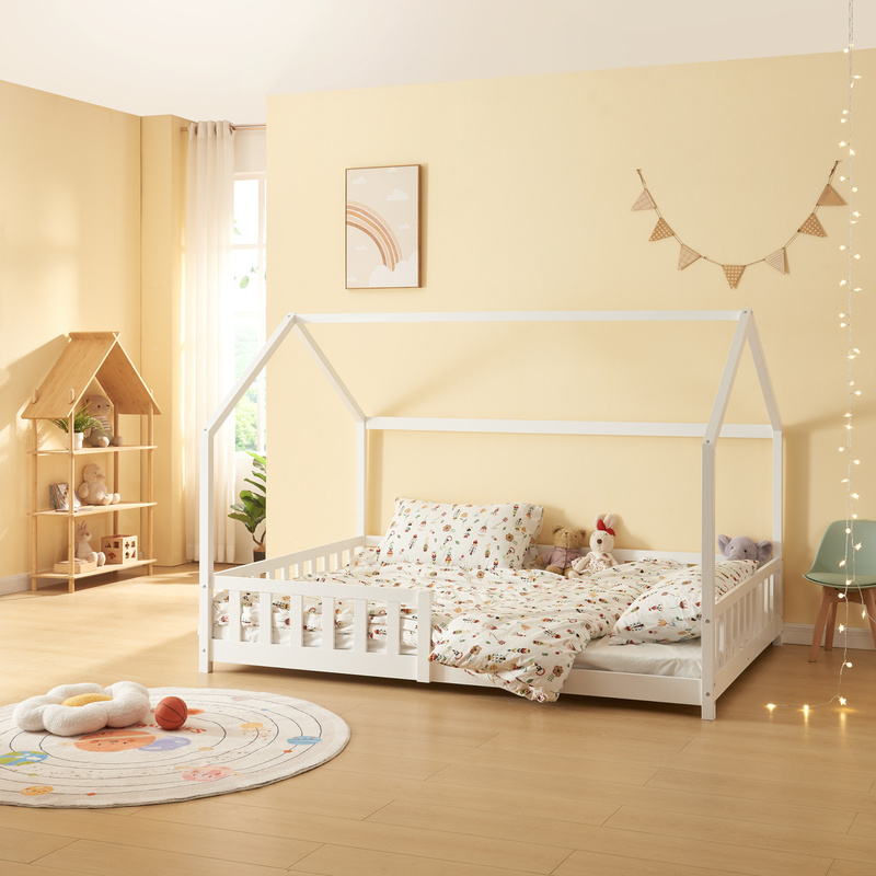 House Bed For Kids With Drop-proof Slatted Bed Base