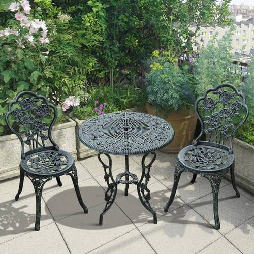 3 piece bistro garden set with antique aluminum balcony furniture