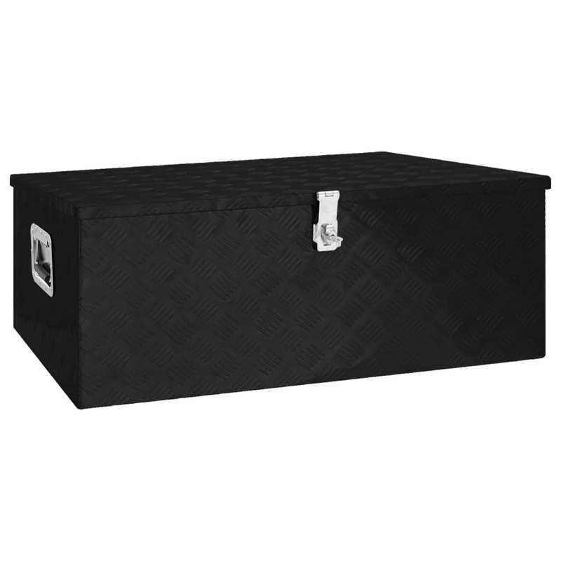 Outdoor Storage Box - Black Aluminum Storage Container 100x55x37 cm, Garden Recycling Bin, Pool and Garden Storage Box with Lid, Outdoor Storage for Gardening Tools, Swimming Gear, Toys, and Pillows