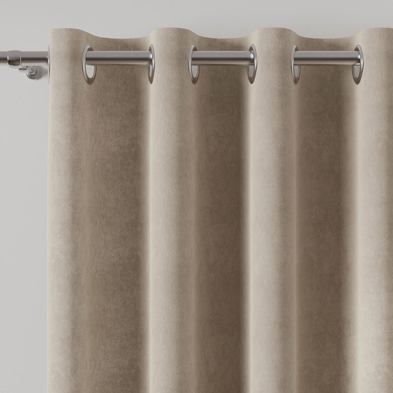 Curtain With Rings, Smooth Gray-beige, 140x260 Cm