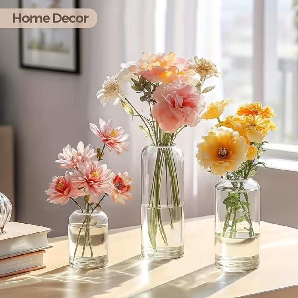 Image of 6/12pcs Elegant Mini Glass Vases - Set Of Small Flower Vases For Wedding Table Decorations, Table And Home Decor, Stylish Vases For Single (bud Vases) For Living And Dining Rooms