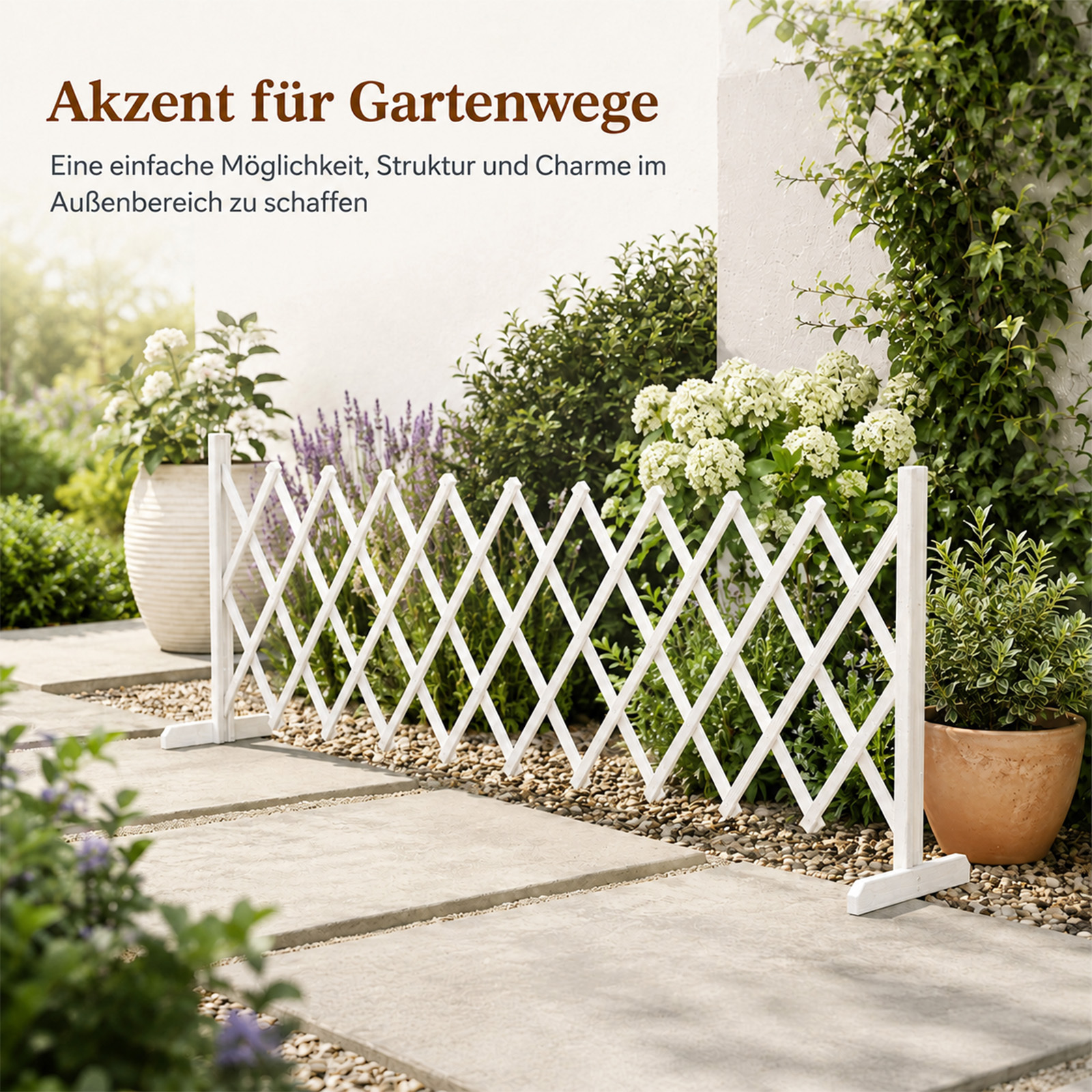 Image of Removable Wooden Fence For The Garden – Freestanding Trellis / Privacy Screen / Security Fence – Versatile Fence For Plants, Pets & Dogs – Height 70 Cm, Width 80-200 Cm