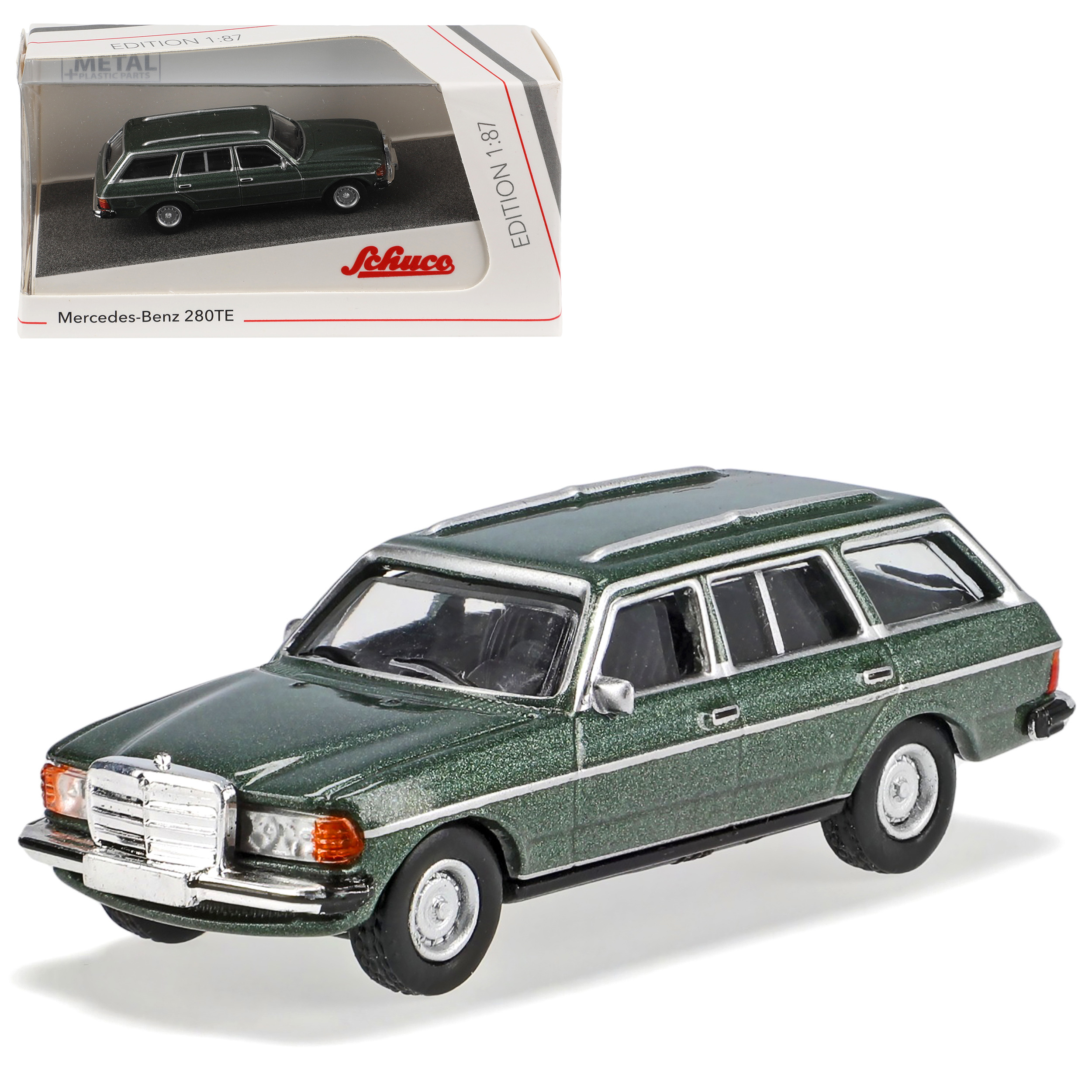Image of Mercedes-benz W123 280te Station Wagon Green 1975-1986 H0 1/87 Schuco Model Car