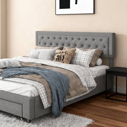 christmas gifts ycz upholstered hydraulic bed 160 x 200 cm with 2 drawers headboard slatted base and mattress upholstered bed frame velvet gray 160 x 200 cm