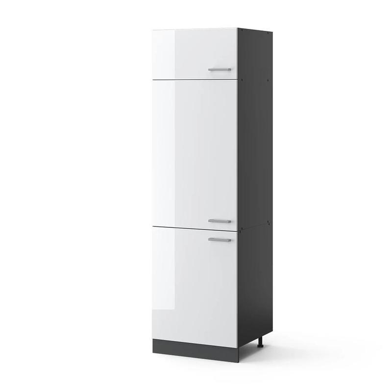 Image of White High-gloss 60 Cm Refrigerator Cabinet, Kitchen Cabinet For Fridge, Tall Kitchen Cabinet, Kitchen Furniture, Particle Board, 16 Mm Kitchen