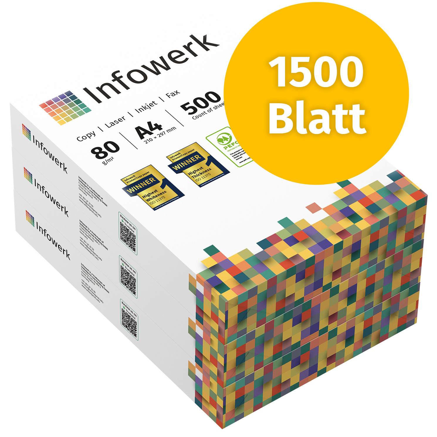 Printer Paper Copier Paper 1500 Sheets 3 X 500 A4 80g Pefc Certified
