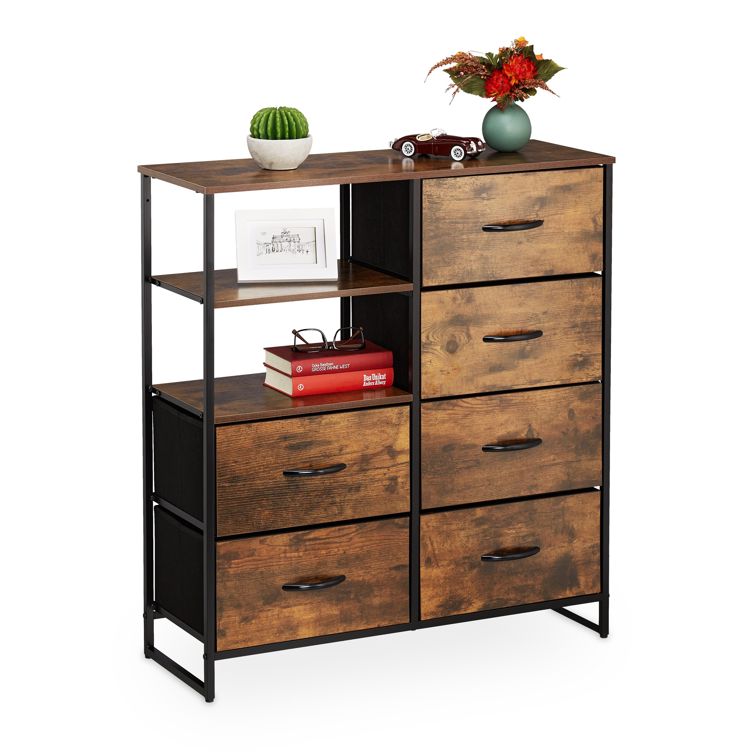 Dresser In Brown/ Black - (w)84 X (h)92 X (d)32 Cm