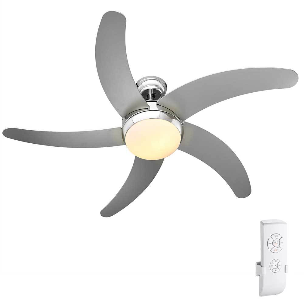 Bakaji Ceiling Fan Chandelier With 5 Wooden And Satin Glass Lamp Reversible Rotation Timer Function And Remote Control 2 E27 Lamp Holders Diameter 132 Cm