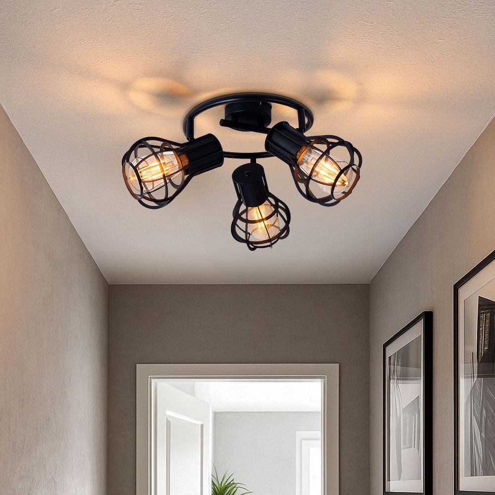 Ceiling Lamp For Living Room, Adjustable Rondelle Spot Cage Light, 15388-3