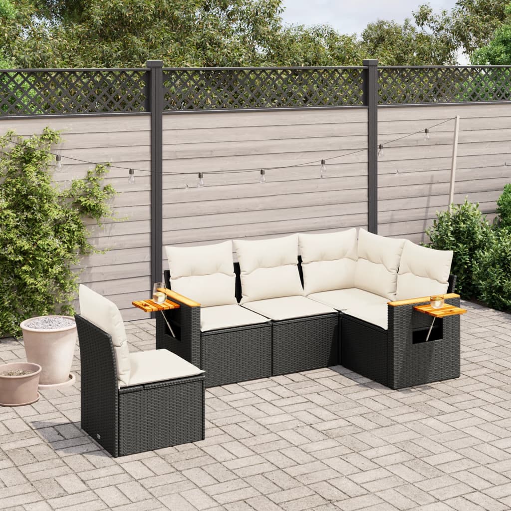 Image of Vidaxl 8-piece Garden Sofa Set With Cushions, Outdoor Furniture, Seating Group, Lounge Sofa Set For Terrace, Black Poly Rattan