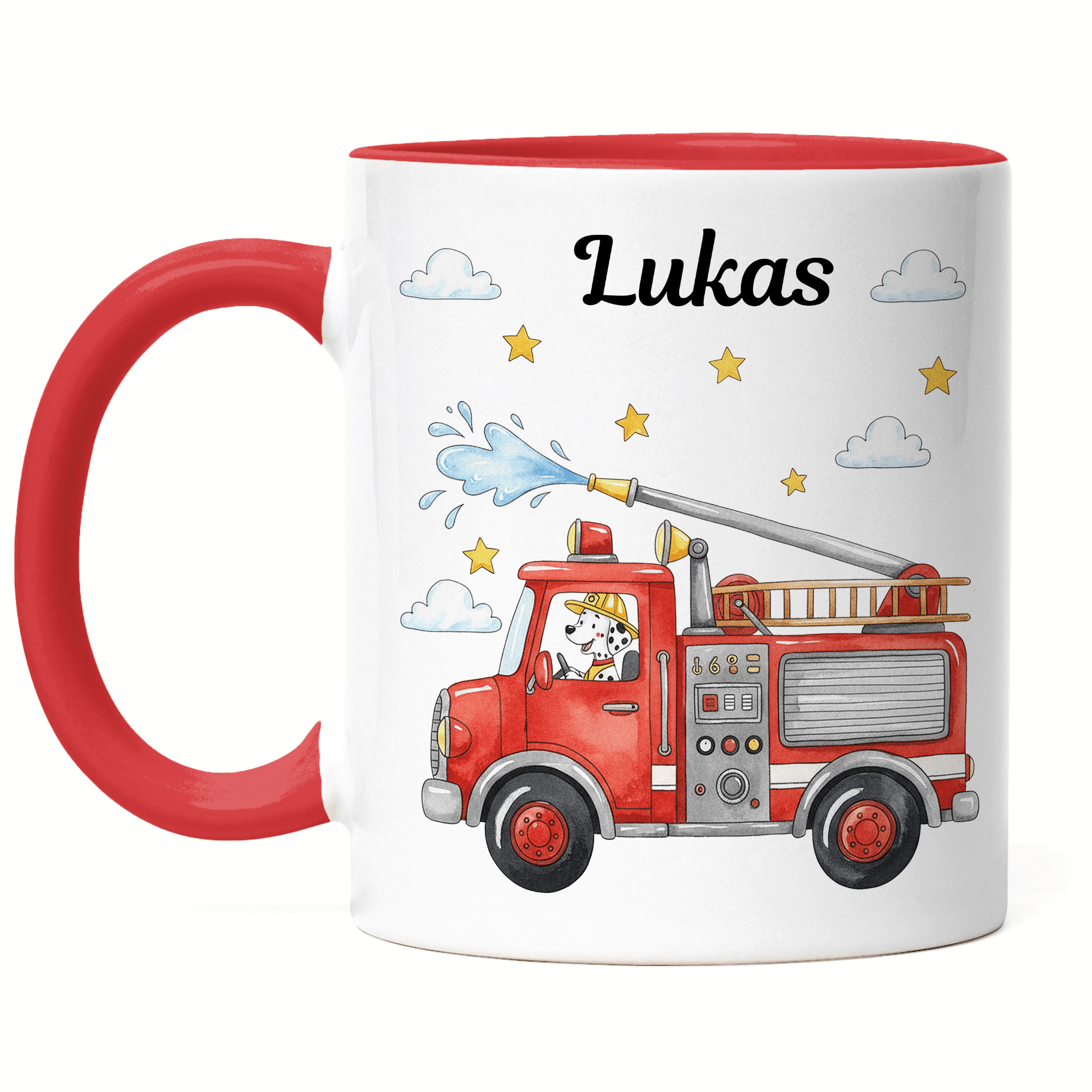 Fire Cup Personalized With Name - Children' For Kindergarten, Kita - Children' With Fire Truck And Firefighter As Drinking Cup, Toothbrush Cup -