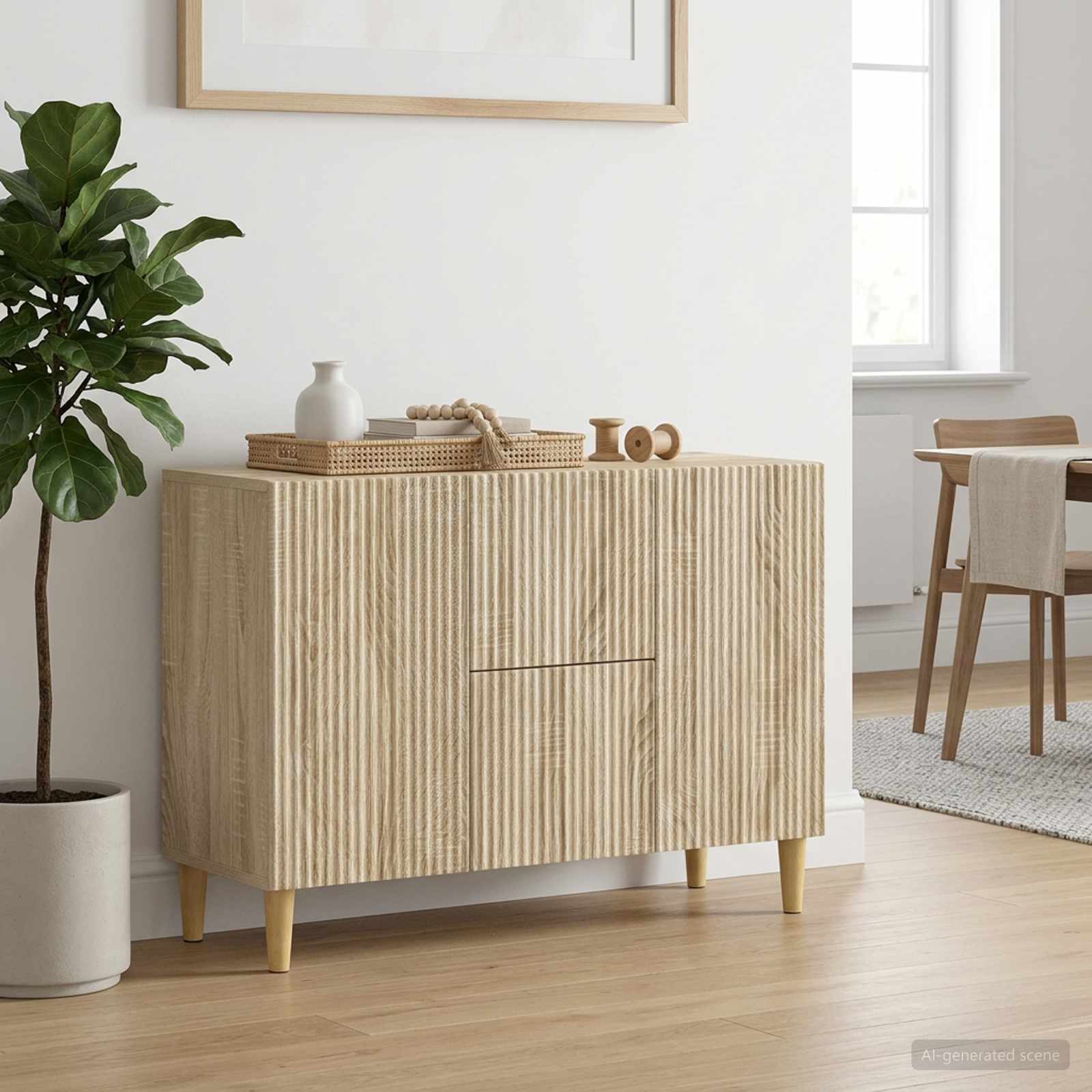 Image of Sideboard Storage Cabinet Living Room Furniture Dining Room - Decor Rectangular Unit Functional Storage Cabinet Organized Living Wallboards