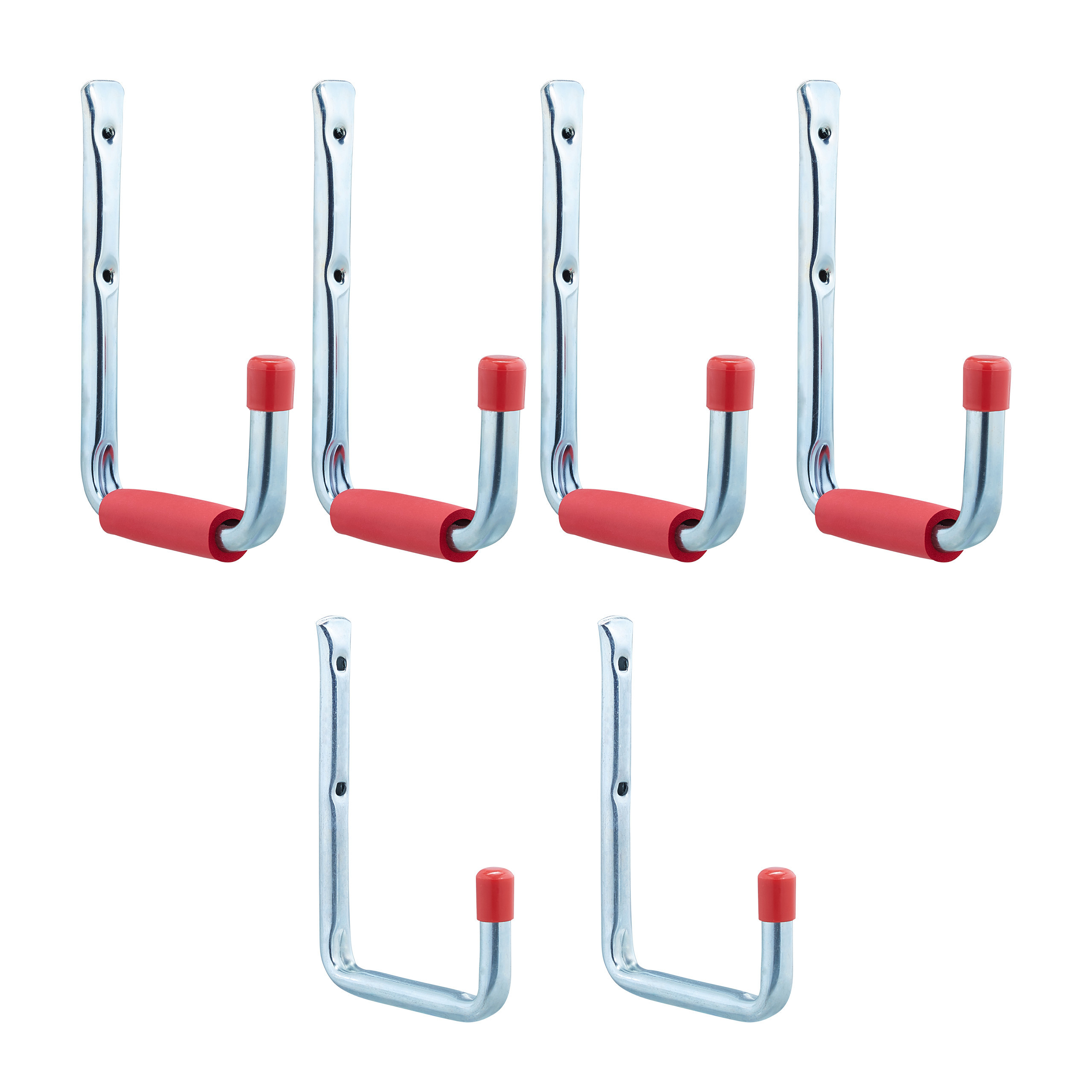 6 Silvery/red Coat Hooks