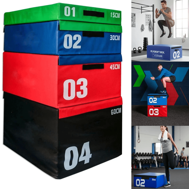 Soft Foam Plyo Jump Box Set, Stackable High Density Foam Jumping Box for Gym Fitness Training