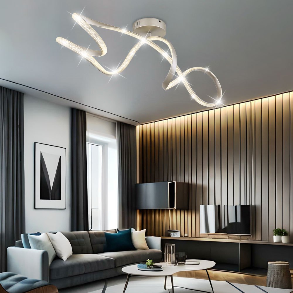 Image of Ceiling Lamp Living Room Light Crystal Chandelier Silver Led .8 Cm