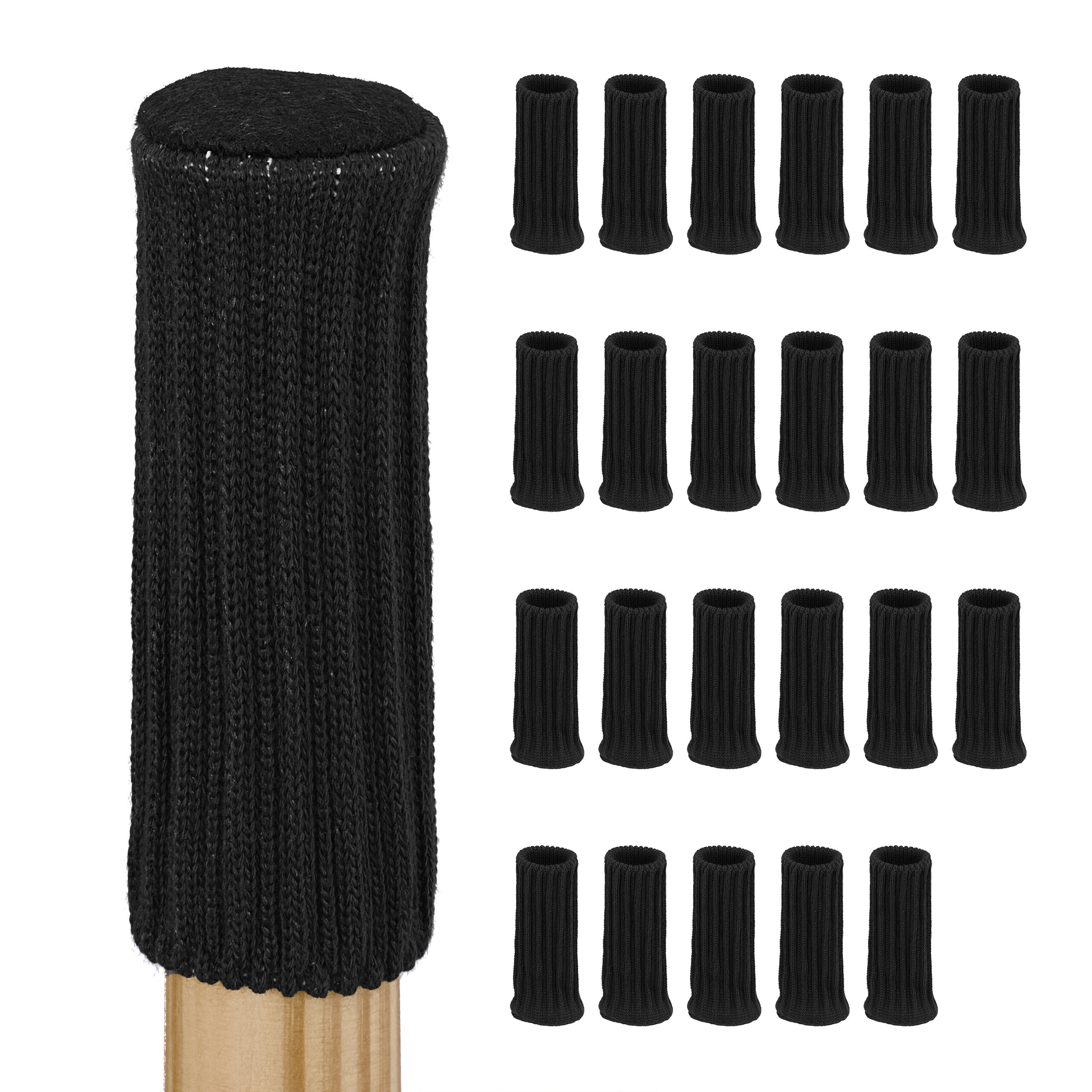 Image of 24 Leg Caps In Black - (h)8.5 X Ø 2.5 Cm
