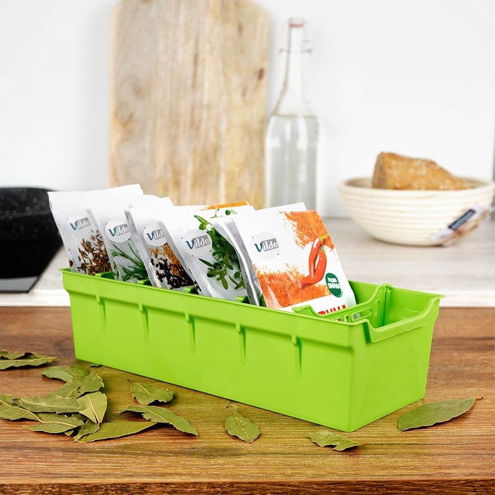 Image of Green Spice Organizer Container, 30x13x8 Cm