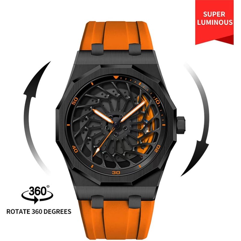 3D Rim Watch Band, Stainless Steel & Mineral Glass, Quartz Watch Accessory, Stylish Timepiece Upgrade