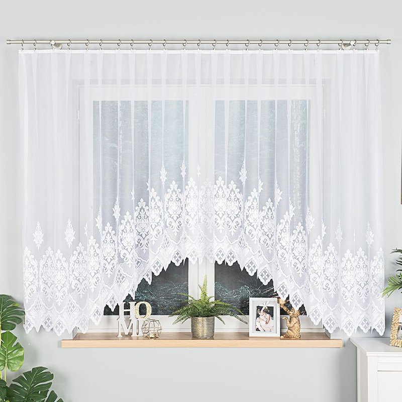 Ludmiła - Jacquard Curtain With Hem At - 400x160 Cm - White
