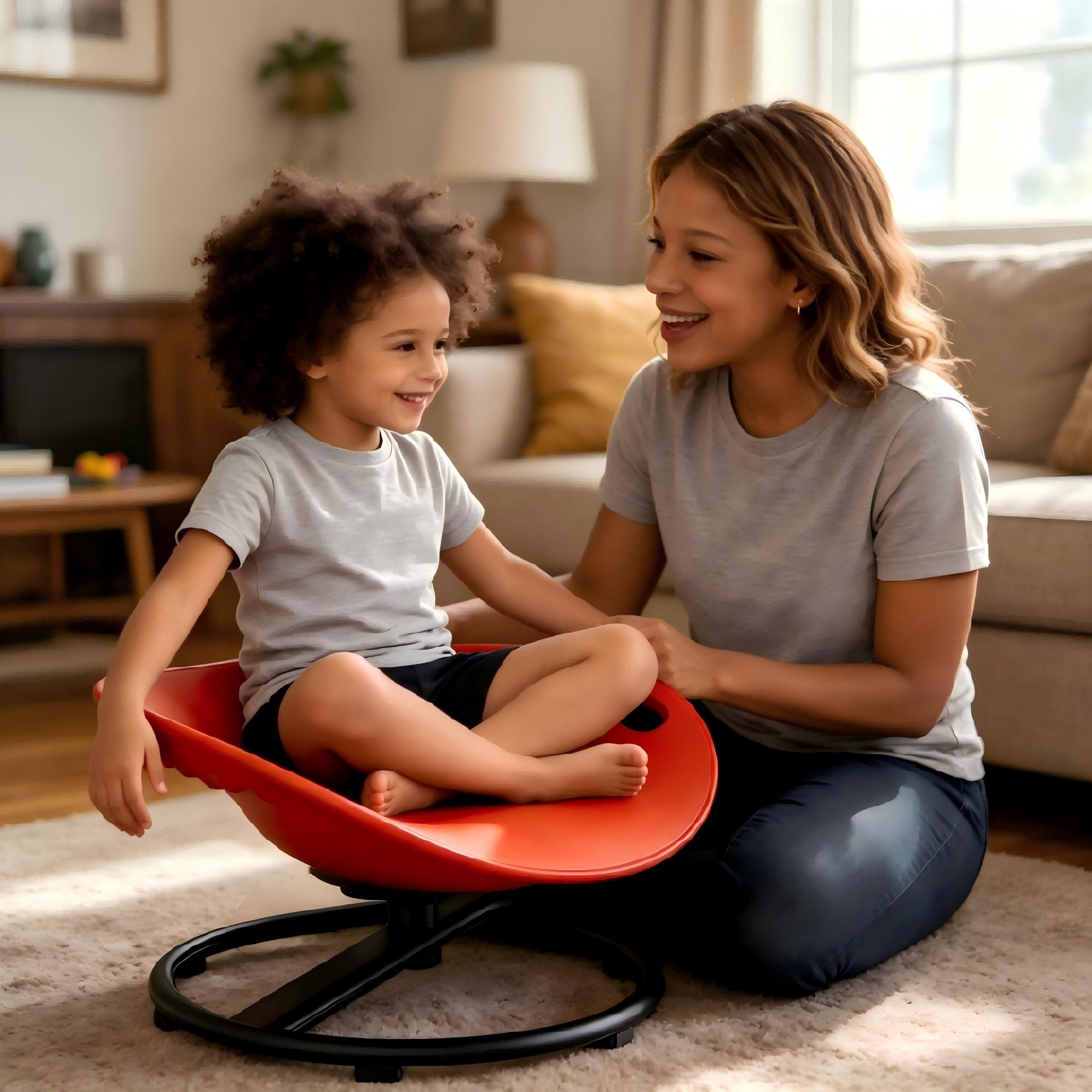 Kids Sensory Spinning Chair, Spinning Chair For Autism & Adhd Children With Safety Handle & Non-slip Design, Sensory Toy For Training Body Coordination (blue)