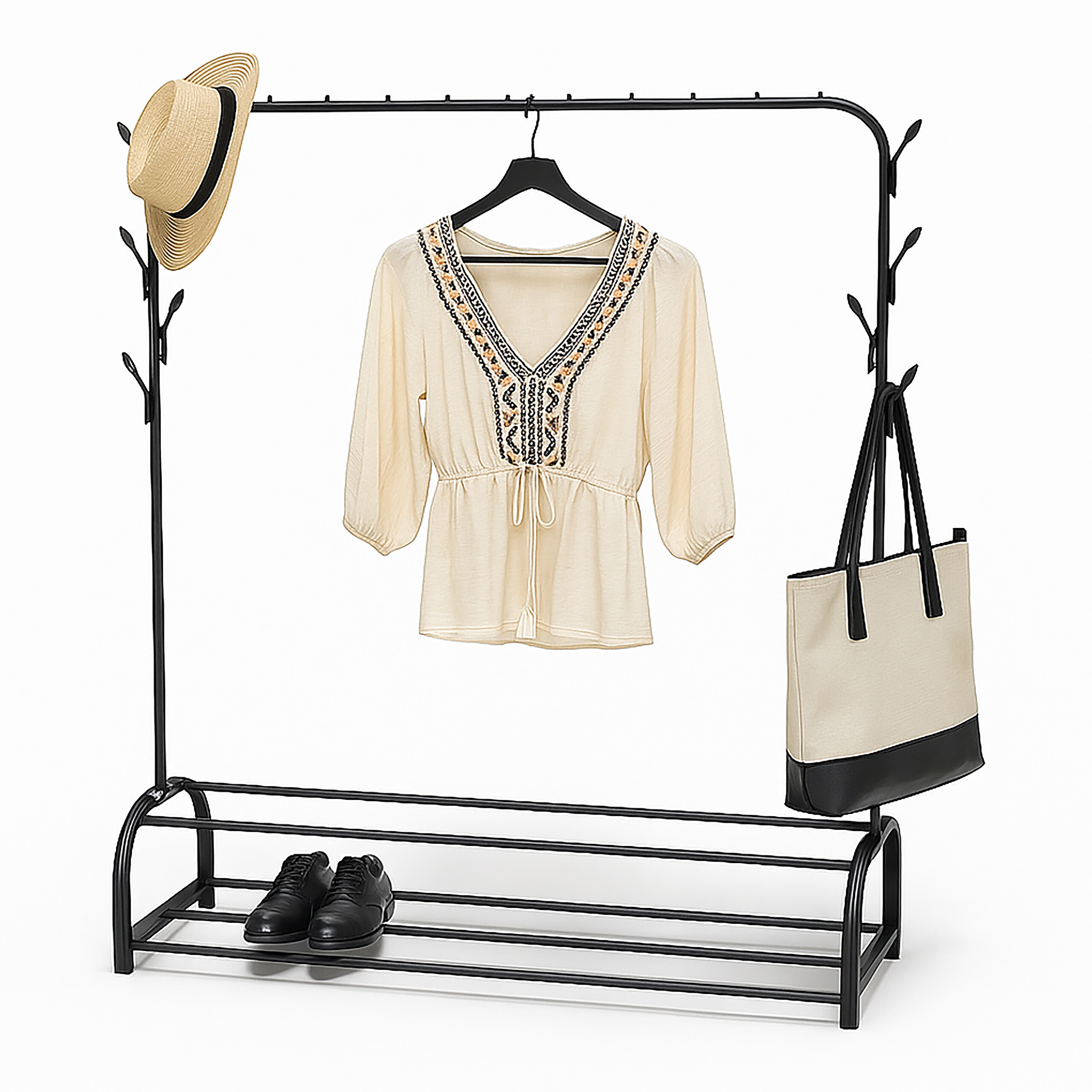 Clothes Rack In Black - (w)110 X (h)158 X (d)40 Cm In Black