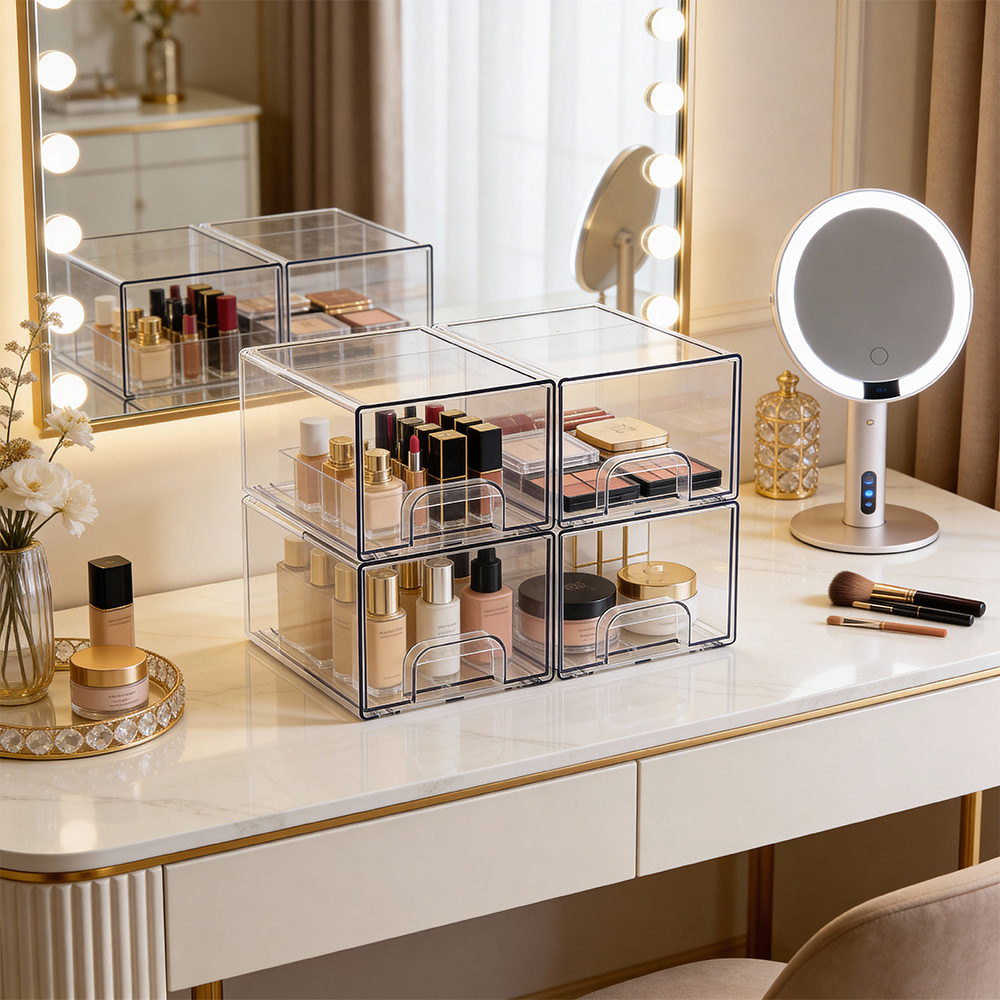 Medium Stackable Organiser Box, Clear Acrylic Storage Drawers