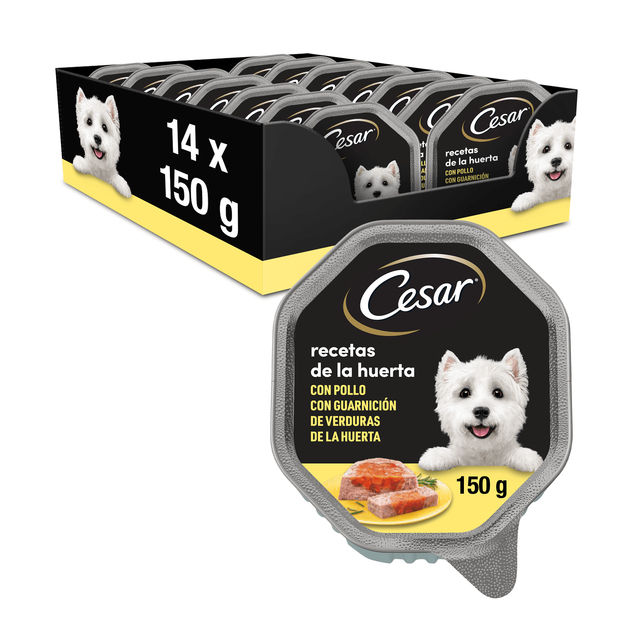 TEMU Cesar Comida Húmeda para Perros, Recetas de la en Paté y Gelatina (Pack de 14 Tarrinas x 150g)