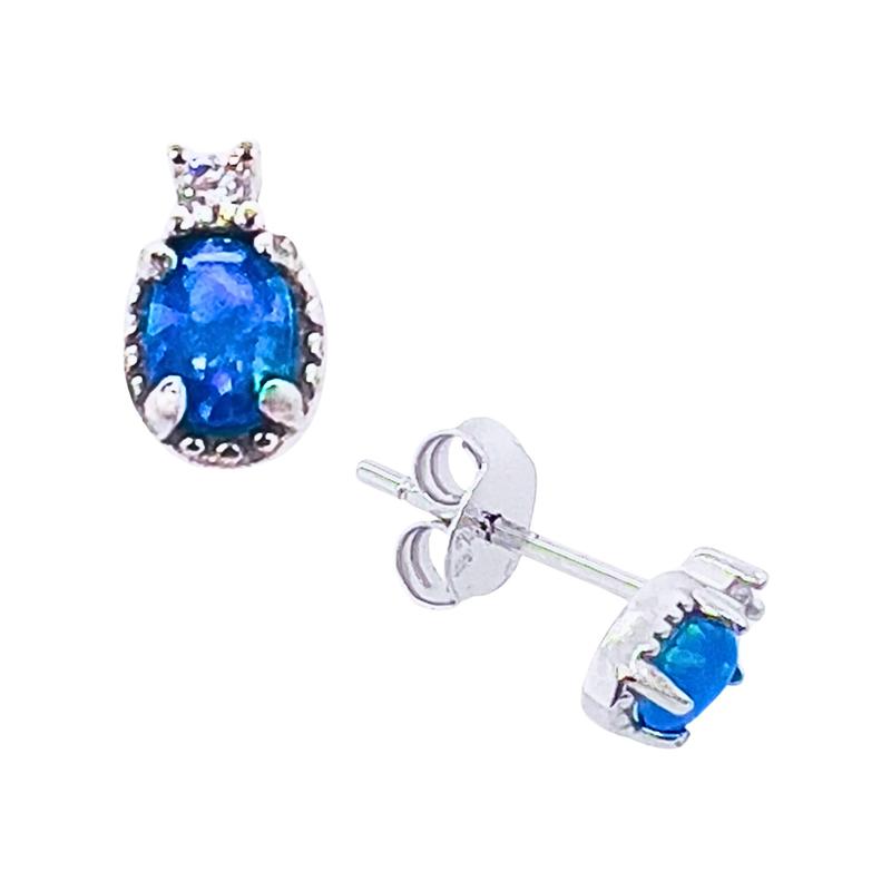 Small Earrings Silver 925 Proof With Blue Stone Studs
