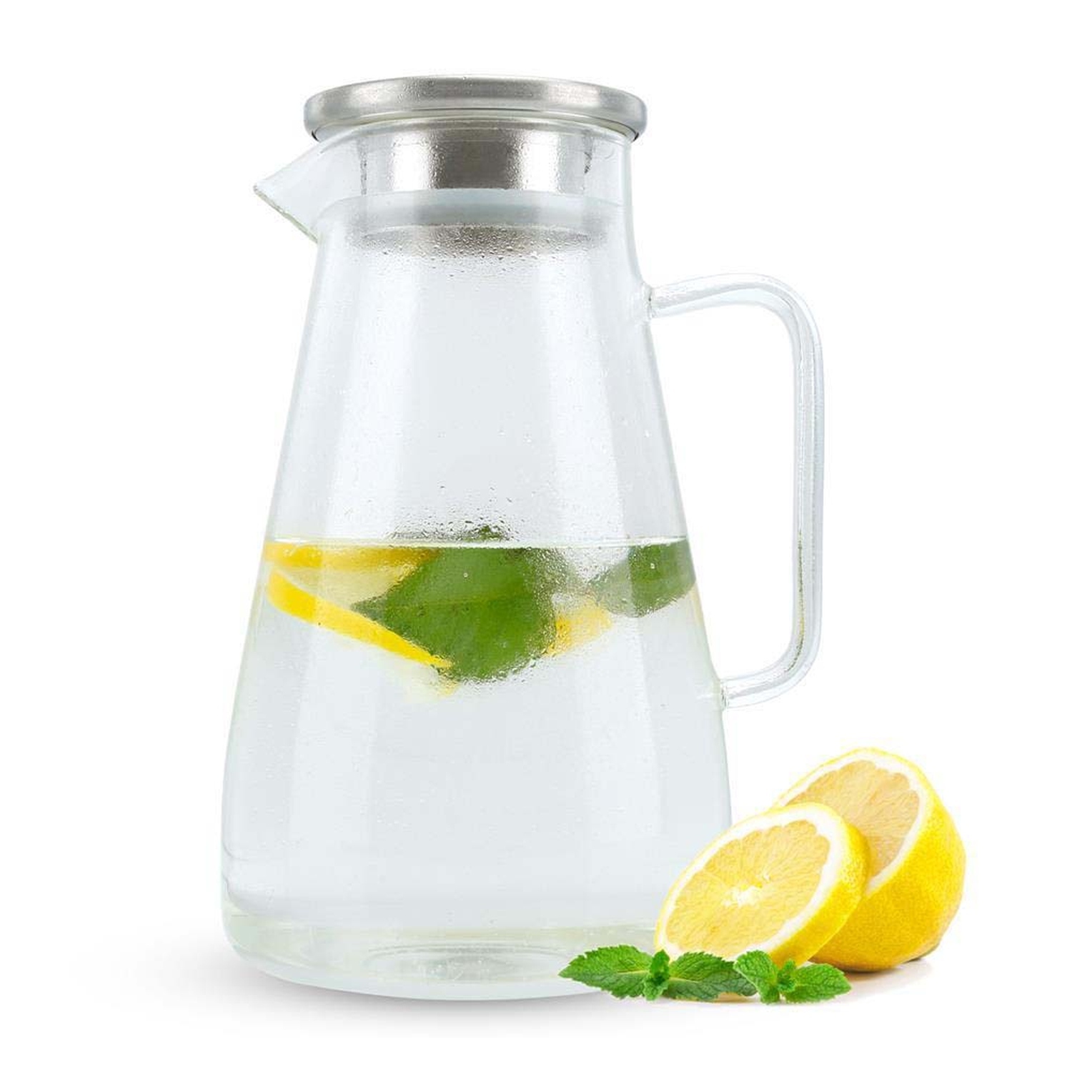 Image of Carafe Transparent Jug With Handle And Lid Heat-resistant Suitable For Hot And Cold Drinks, Tea, Coffee, Water