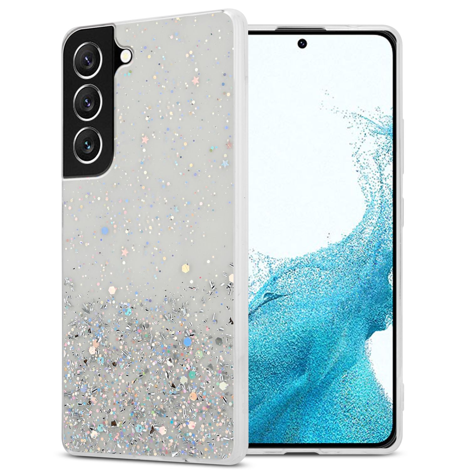 Case Compatible For Galaxy S22 Protective Of Flexible Tpu Silicone With Sparkling Glitter Case Cover Phone Case
