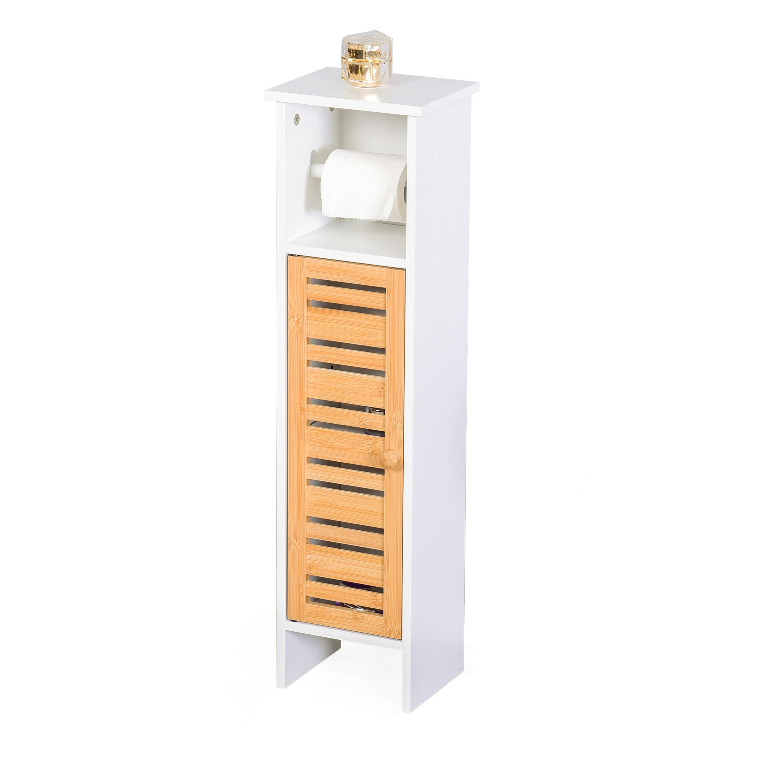 Image of Toilet Paper Holder In White/natural - (w)21 X (h)78 X (d)17 Cm