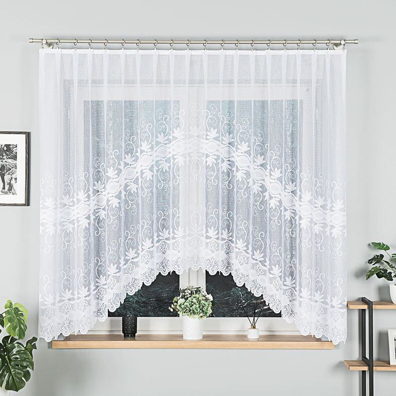 Jowita - Jacquard Curtain With A Hem At - 300x160 Cm - White