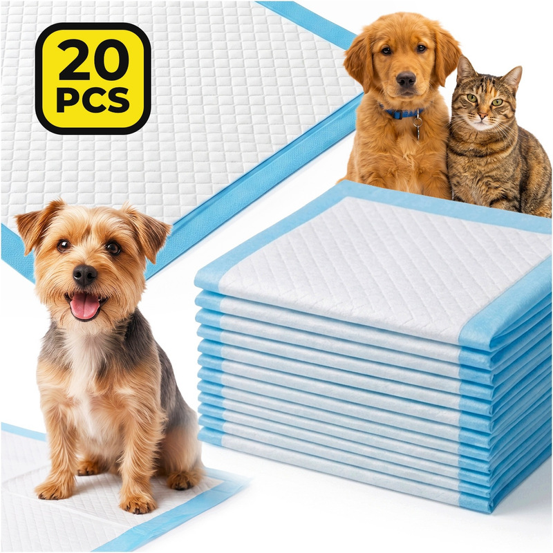 TEMU Hygienic Pads For Dogs And Cats 60 Ã 90 Cm 20pcs, Extra Thick 1.2 Kg, Single-use Absorbent Mats For Pets With Absorbency Up To 170 Ml, Six-layer